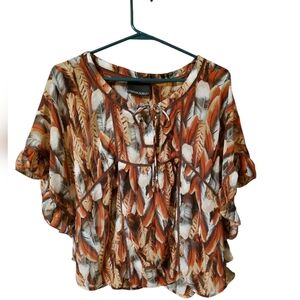 Cynthia Rowley Feather Print Blouse